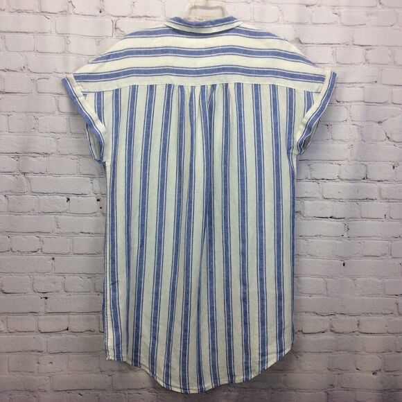 C &C California Linen Shirt Dress Women's Size 3X Blue/White Stripe Lagenlook - Picture 10 of 10